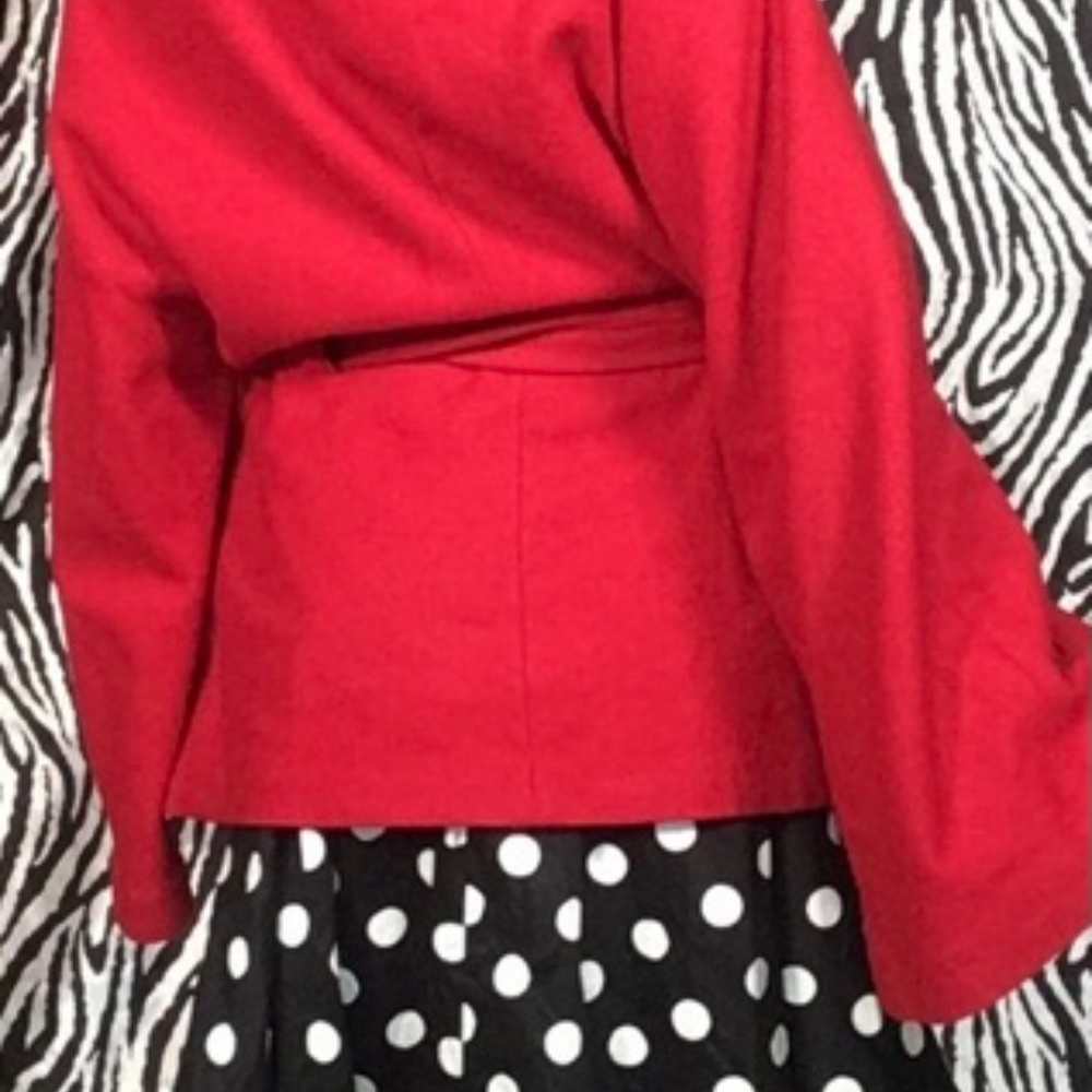 Cami 90s Vintage Wool Blend Red Cape Coat/Jacket Chic Retro Office Size Small - Picture 7 of 10